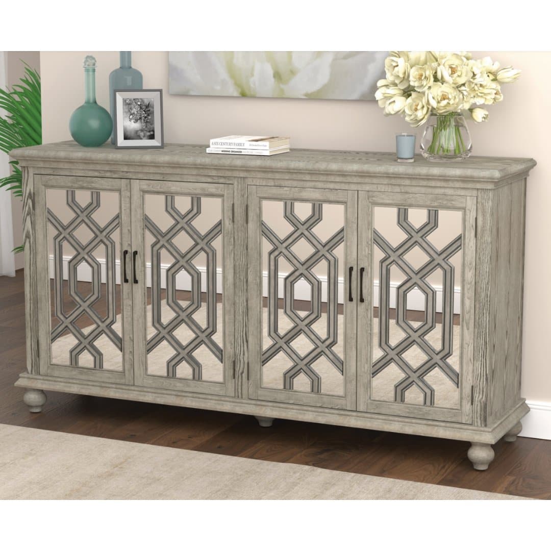 4-door Accent Cabinet in Weathered Gray - HER Home Design Boutique
